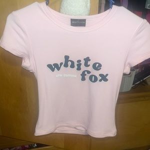 Light pink white fox crop top